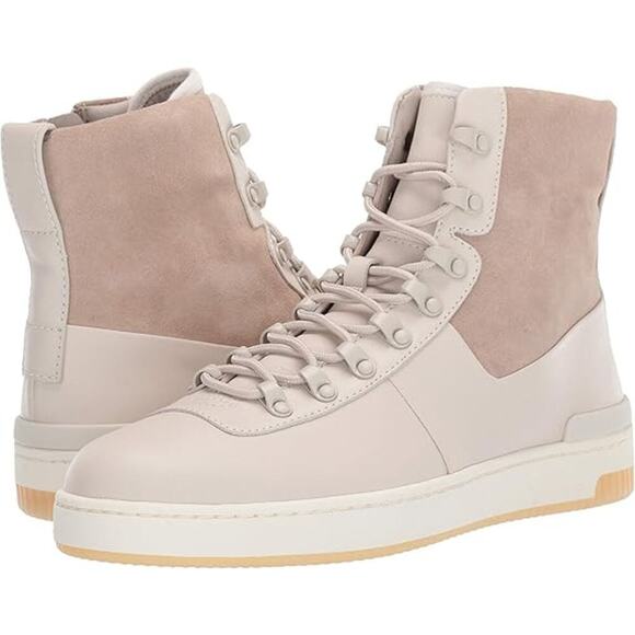 Vince Women's N3461 Rowan White San Remo Lux Leather Lace Up Boots Size 8.5 - Picture 2 of 11